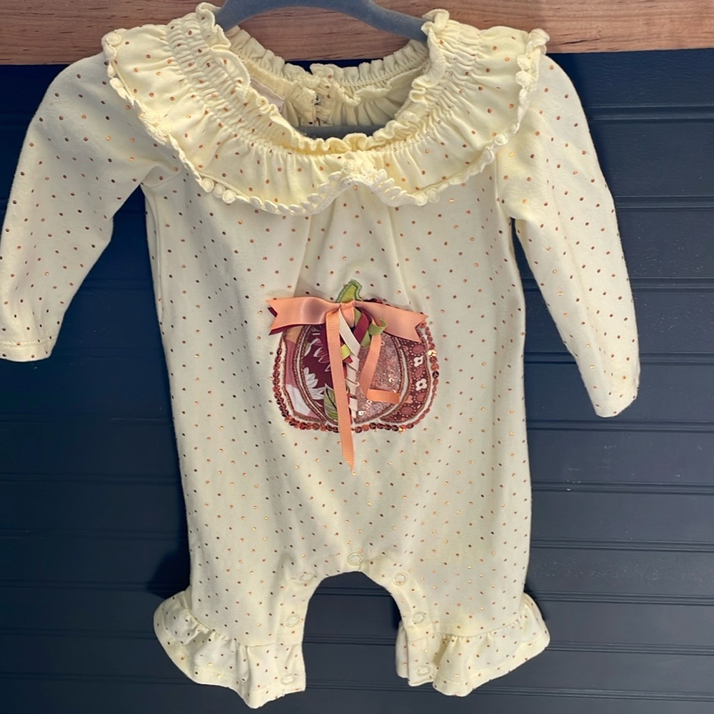 Bonnie Baby, 0-3mo, Cream Color Pumpkin Onsie